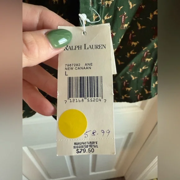 Men’s Ralph Lauren Duck Hunting Dog Print Green Custom Fit - Picture 4 of 4